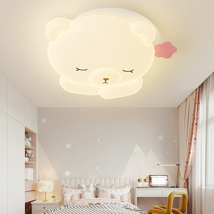 Lumendat Contemporary Creative Kids Bear Iron PE Flush Mount Ceiling Light For Bedroom Lumendat