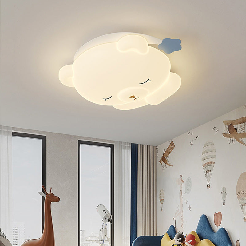 Lumendat Contemporary Creative Kids Bear Iron PE Flush Mount Ceiling Light For Bedroom Lumendat