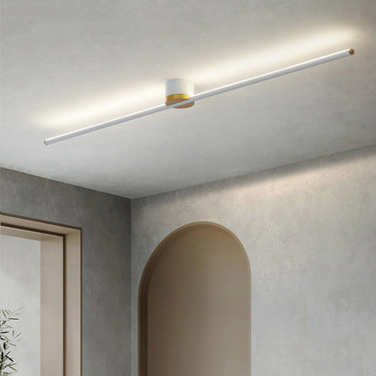 Modern Minimalist Long Strip Round Iron Aluminum Silicone LED Semi-flush Mount Ceiling Light for Living Room