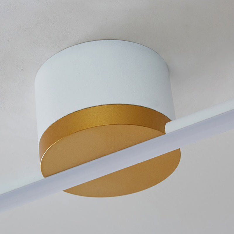 Modern Minimalist Long Strip Round Iron Aluminum Silicone LED Semi-flush Mount Ceiling Light for Living Room