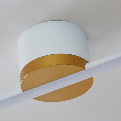 Modern Minimalist Long Strip Round Iron Aluminum Silicone LED Semi-flush Mount Ceiling Light for Living Room