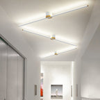 Modern Minimalist Long Strip Round Iron Aluminum Silicone LED Semi-flush Mount Ceiling Light for Living Room
