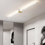 Modern Minimalist Long Strip Round Iron Aluminum Silicone LED Semi-flush Mount Ceiling Light for Living Room