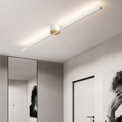 Modern Minimalist Long Strip Round Iron Aluminum Silicone LED Semi-flush Mount Ceiling Light for Living Room