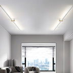 Modern Minimalist Long Strip Round Iron Aluminum Silicone LED Semi-flush Mount Ceiling Light for Living Room