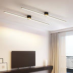 Modern Minimalist Long Strip Round Iron Aluminum Silicone LED Semi-flush Mount Ceiling Light for Living Room