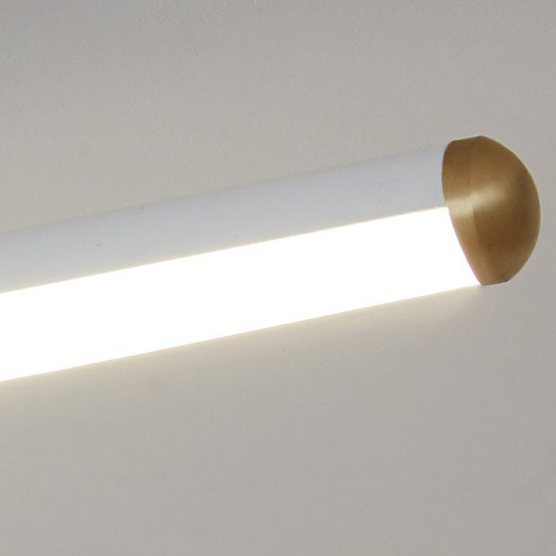 Modern Minimalist Long Strip Round Iron Aluminum Silicone LED Semi-flush Mount Ceiling Light for Living Room
