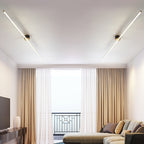 Modern Minimalist Long Strip Round Iron Aluminum Silicone LED Semi-flush Mount Ceiling Light for Living Room