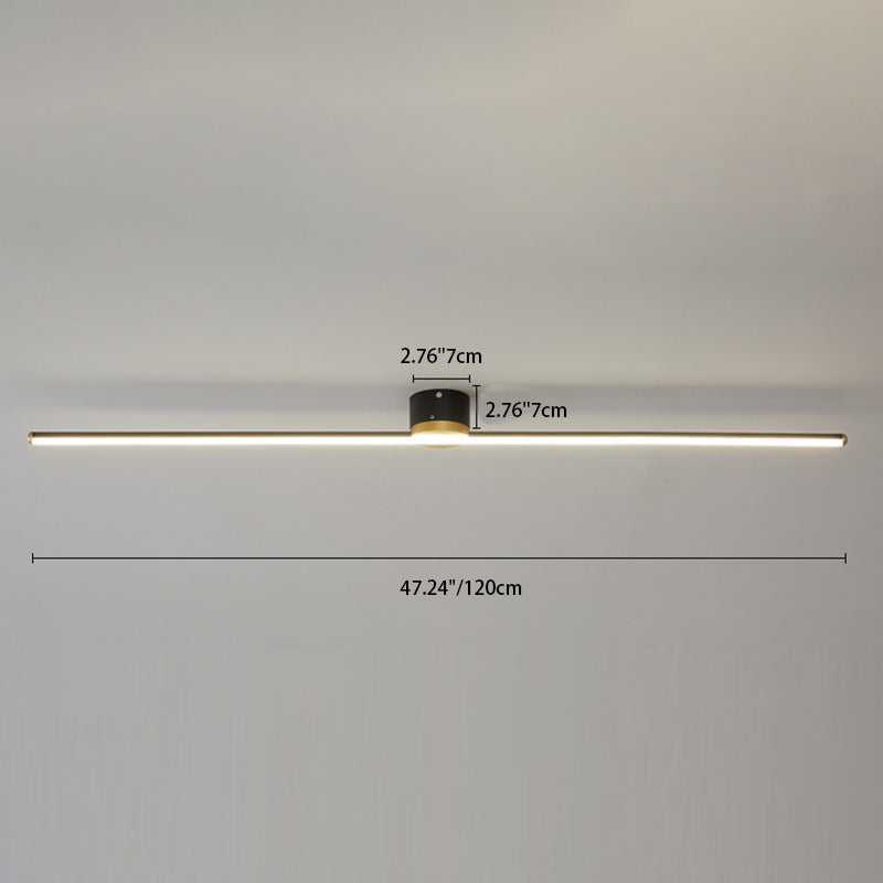 Modern Minimalist Long Strip Round Iron Aluminum Silicone LED Semi-flush Mount Ceiling Light for Living Room
