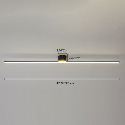 Modern Minimalist Long Strip Round Iron Aluminum Silicone LED Semi-flush Mount Ceiling Light for Living Room