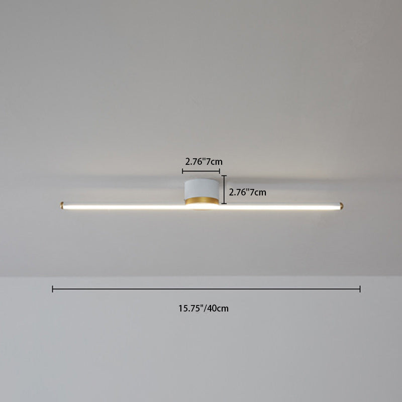 Modern Minimalist Long Strip Round Iron Aluminum Silicone LED Semi-flush Mount Ceiling Light for Living Room