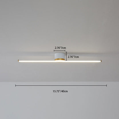 Modern Minimalist Long Strip Round Iron Aluminum Silicone LED Semi-flush Mount Ceiling Light for Living Room