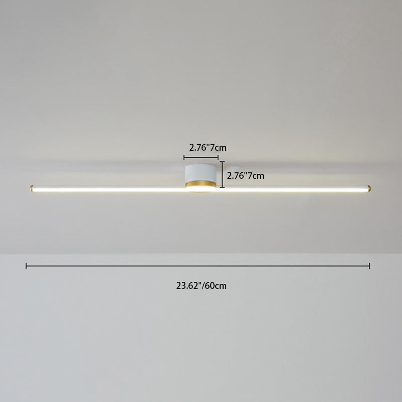 Modern Minimalist Long Strip Round Iron Aluminum Silicone LED Semi-flush Mount Ceiling Light for Living Room