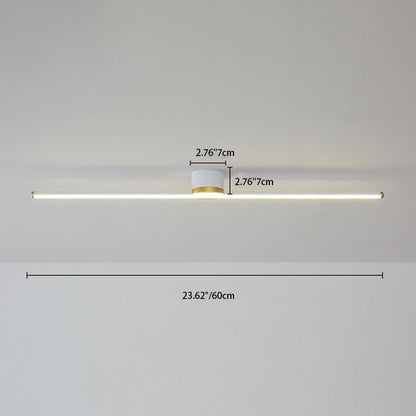 Modern Minimalist Long Strip Round Iron Aluminum Silicone LED Semi-flush Mount Ceiling Light for Living Room