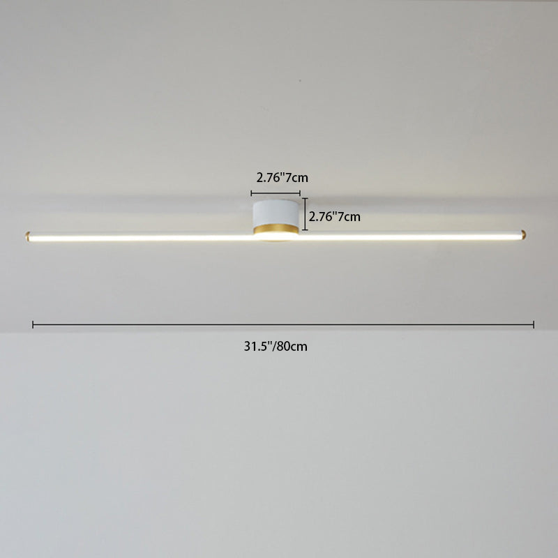 Modern Minimalist Long Strip Round Iron Aluminum Silicone LED Semi-flush Mount Ceiling Light for Living Room