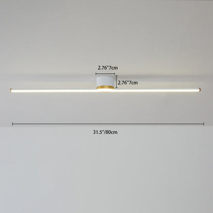 Modern Minimalist Long Strip Round Iron Aluminum Silicone LED Semi-flush Mount Ceiling Light for Living Room