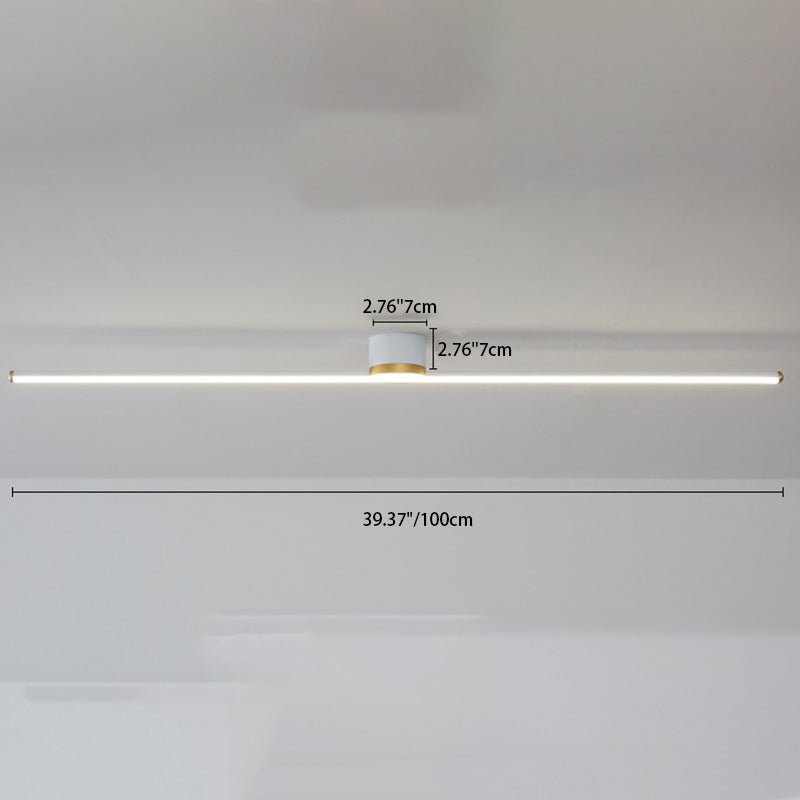Modern Minimalist Long Strip Round Iron Aluminum Silicone LED Semi-flush Mount Ceiling Light for Living Room