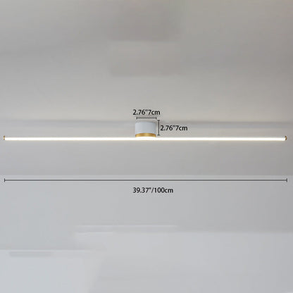 Modern Minimalist Long Strip Round Iron Aluminum Silicone LED Semi-flush Mount Ceiling Light for Living Room