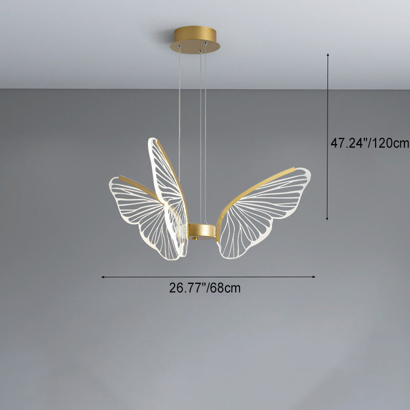 Contemporary Creative Butterfly Iron Aluminum Acrylic LED Pendant Light for Living Room