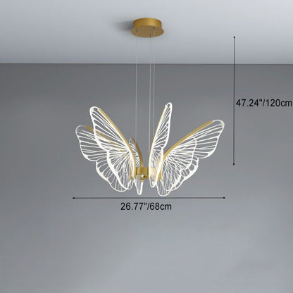 Contemporary Creative Butterfly Iron Aluminum Acrylic LED Pendant Light for Living Room