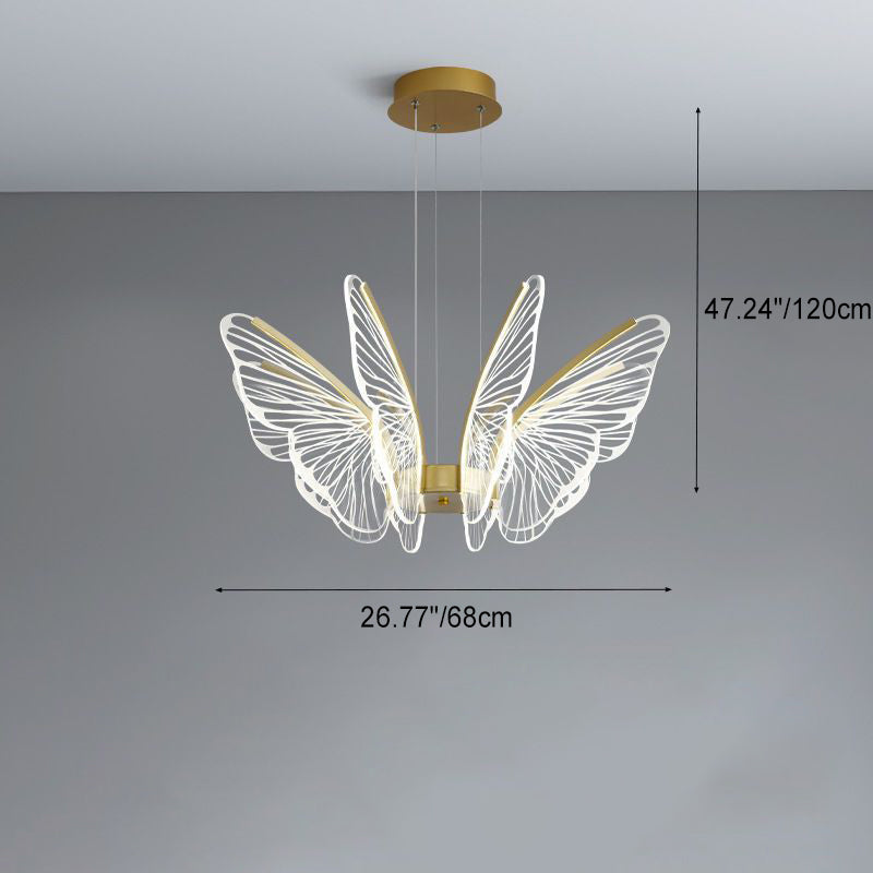 Contemporary Creative Butterfly Iron Aluminum Acrylic LED Pendant Light for Living Room