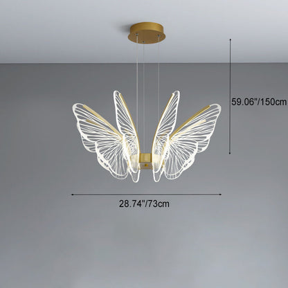 Contemporary Creative Butterfly Iron Aluminum Acrylic LED Pendant Light for Living Room