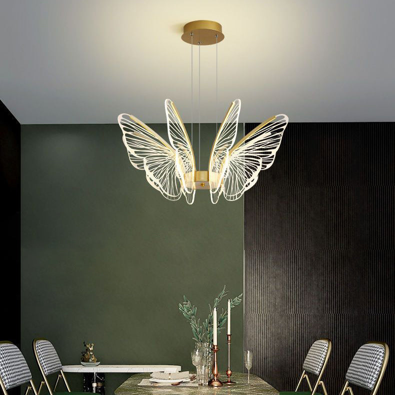 Contemporary Creative Butterfly Iron Aluminum Acrylic LED Pendant Light for Living Room