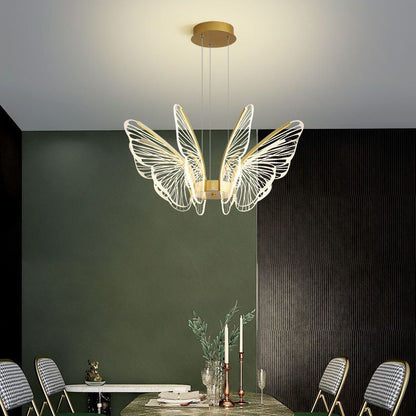 Contemporary Creative Butterfly Iron Aluminum Acrylic LED Pendant Light for Living Room