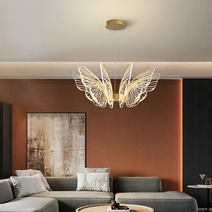 Contemporary Creative Butterfly Iron Aluminum Acrylic LED Pendant Light for Living Room