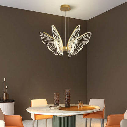 Contemporary Creative Butterfly Iron Aluminum Acrylic LED Pendant Light for Living Room