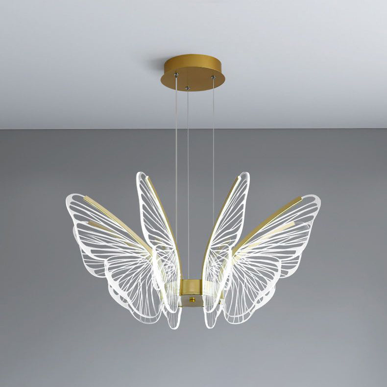 Contemporary Creative Butterfly Iron Aluminum Acrylic LED Pendant Light for Living Room