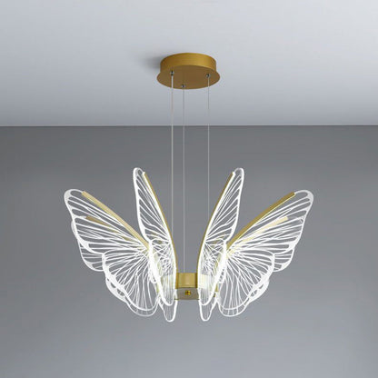Contemporary Creative Butterfly Iron Aluminum Acrylic LED Pendant Light for Living Room