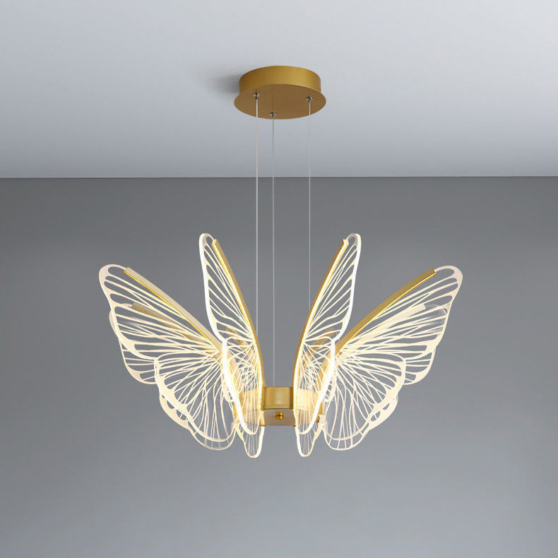 Contemporary Creative Butterfly Iron Aluminum Acrylic LED Pendant Light for Living Room