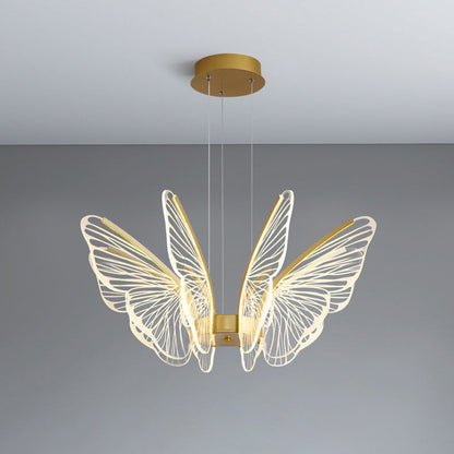 Contemporary Creative Butterfly Iron Aluminum Acrylic LED Pendant Light for Living Room