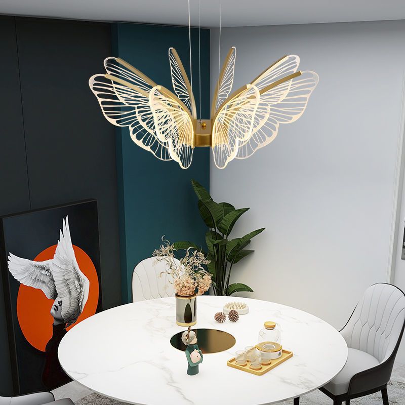 Contemporary Creative Butterfly Iron Aluminum Acrylic LED Pendant Light for Living Room