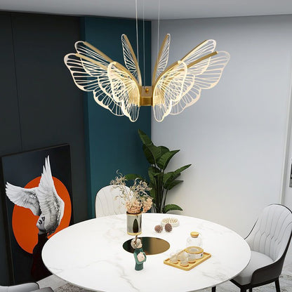 Contemporary Creative Butterfly Iron Aluminum Acrylic LED Pendant Light for Living Room