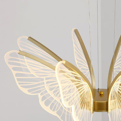 Contemporary Creative Butterfly Iron Aluminum Acrylic LED Pendant Light for Living Room