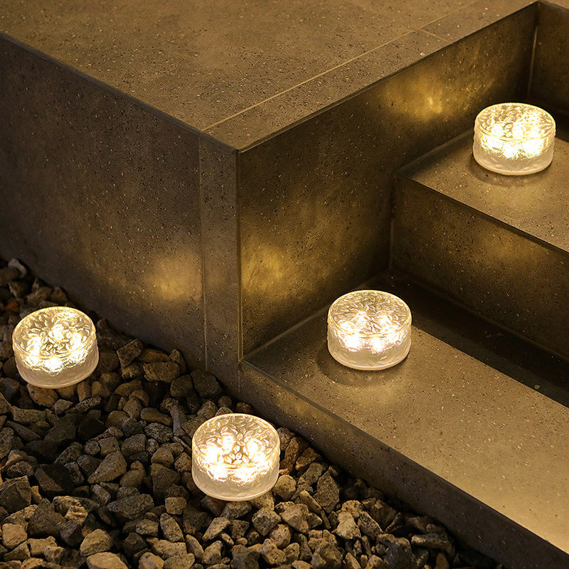 Modern Minimalist Solar Round Ice Brick Shape Acrylic LED Outdoor Light For Garden Lumendat
