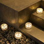 Modern Minimalist Solar Round Ice Brick Shape Acrylic LED Outdoor Light For Garden Lumendat