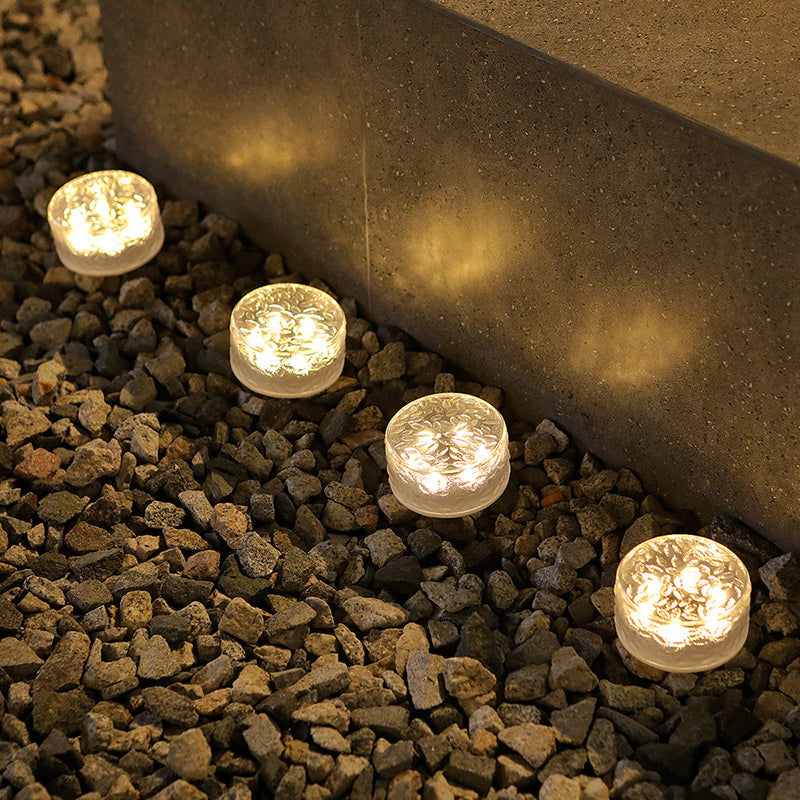 Modern Minimalist Solar Round Ice Brick Shape Acrylic LED Outdoor Light For Garden Lumendat