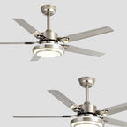 Contemporary Industrial Round Rectangular Fan Blade Iron LED Downrods Ceiling Fan Light For Living Room Lumendat