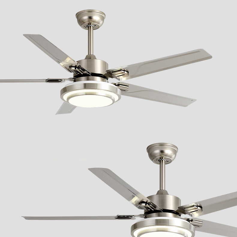 Contemporary Industrial Round Rectangular Fan Blade Iron LED Downrods Ceiling Fan Light For Living Room Lumendat