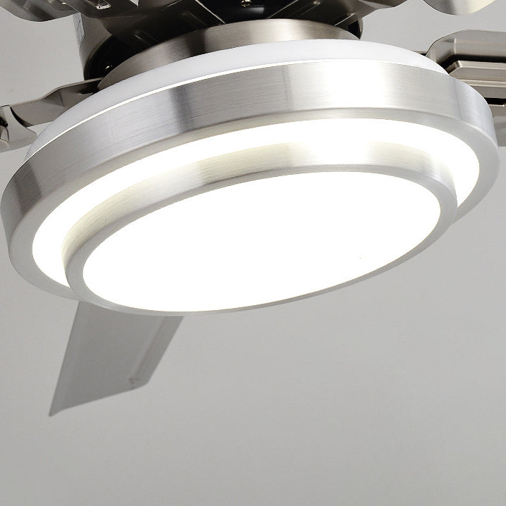 Contemporary Industrial Round Rectangular Fan Blade Iron LED Downrods Ceiling Fan Light For Living Room Lumendat