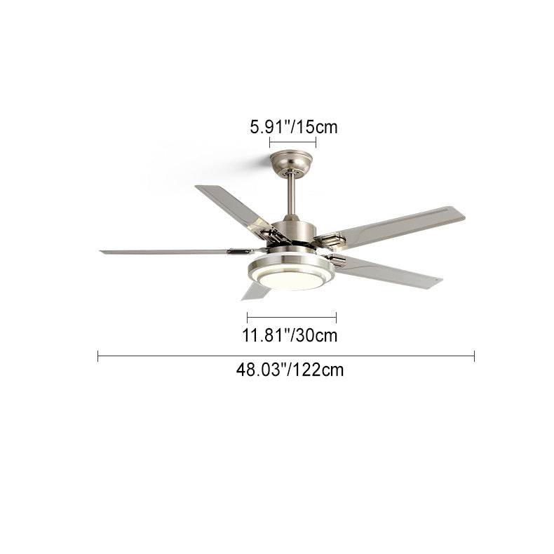 Contemporary Industrial Round Rectangular Fan Blade Iron LED Downrods Ceiling Fan Light For Living Room Lumendat