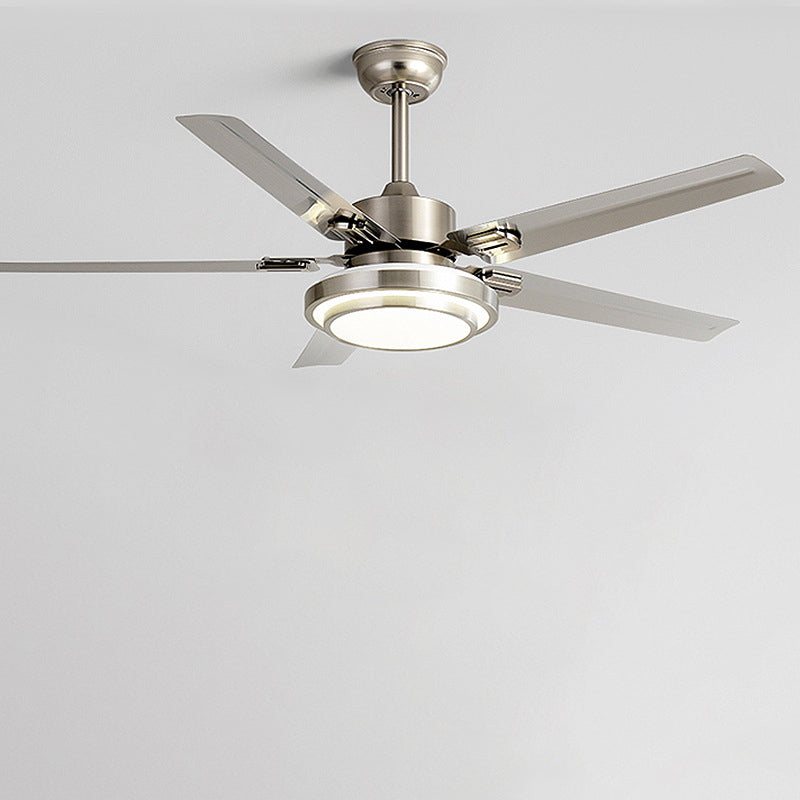 Contemporary Industrial Round Rectangular Fan Blade Iron LED Downrods Ceiling Fan Light For Living Room Lumendat