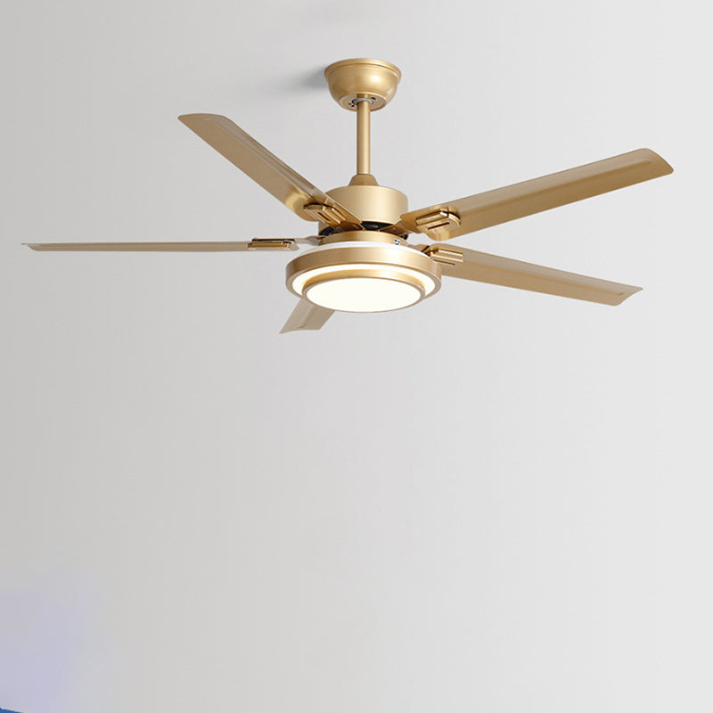 Contemporary Industrial Round Rectangular Fan Blade Iron LED Downrods Ceiling Fan Light For Living Room Lumendat