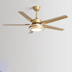 Contemporary Industrial Round Rectangular Fan Blade Iron LED Downrods Ceiling Fan Light For Living Room Lumendat
