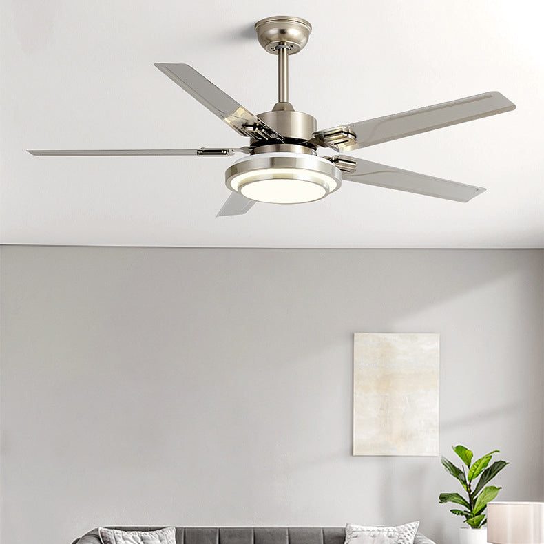 Contemporary Industrial Round Rectangular Fan Blade Iron LED Downrods Ceiling Fan Light For Living Room Lumendat