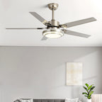 Contemporary Industrial Round Rectangular Fan Blade Iron LED Downrods Ceiling Fan Light For Living Room Lumendat