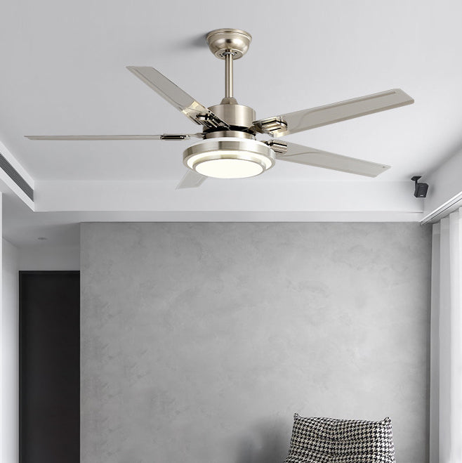 Contemporary Industrial Round Rectangular Fan Blade Iron LED Downrods Ceiling Fan Light For Living Room Lumendat